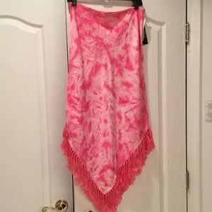 ABS pink and white modern fringe skirt 10 NWT